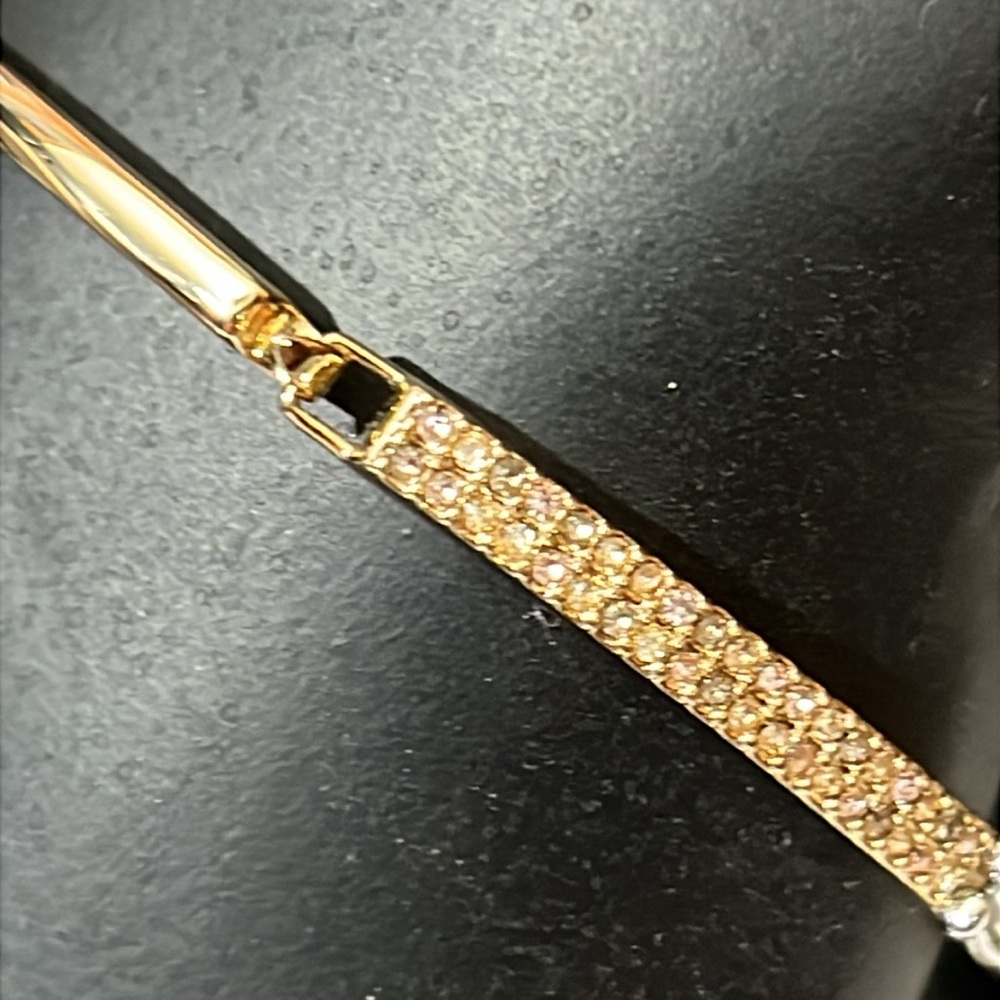 COACH LOGO GOLD TONE C HINGED BANGLE BRACELET With CRYSTALS NWOT - Picture 3 of 5
